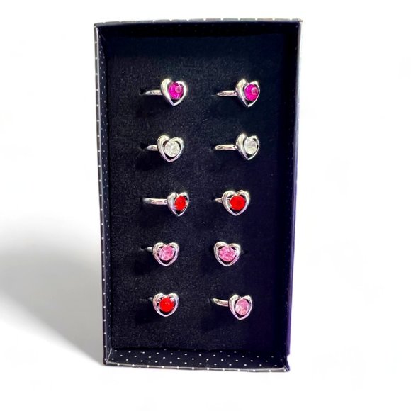 Paparazzi - Heart Shaped Ring 10 Pack with Multi Colored Rhinestones - Picture 1 of 2